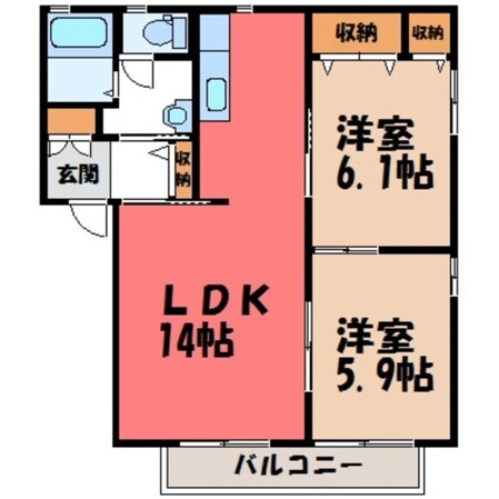 西川田駅 徒歩10分 1階の物件間取画像